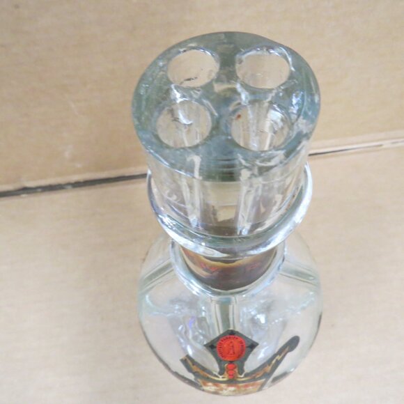 Vintage 4 Chamber Liquor Decanter Clear Glass Bottle Barware Levert & Co  11" - Picture 3 of 9